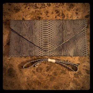 Faux Snake Print Large Clutch